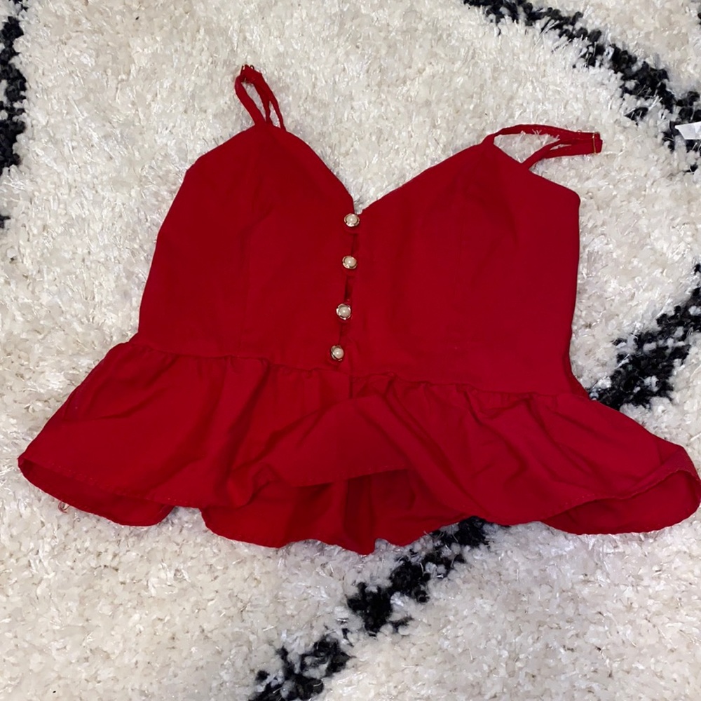 Red tank top.